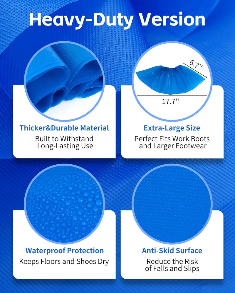 Buself Heavy Duty Disposable Shoe Covers, Extra Large 6.7x17.7 In, Thick 0.3 Oz, Waterproof Non-Slip Shoe Booties, 100 Pieces Boot Covers for Indoor/Outdoor Use, One Size Fits All - Image 5